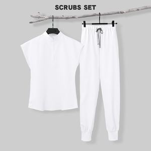 Hospital de fábrica logotipo personalizado salón de belleza con cuello en V Jogger Casual dos piezas Doctor estiramiento enfermería médico higos uniformes conjunto - Product Image 6