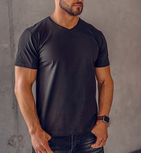 Verano OEM personalizado cuello en V 100% algodón ropa básica de Hombre Camisetas logotipo personalizado y tamaño de los hombres camisetas con cuello en V al por mayor - Product Image 4
