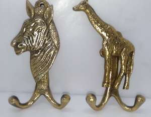 Ensemble de crochets muraux en forme d'animaux en finition or de luxe, lion et girafe, porte-clés décoratif à prix avantageux - Product Image 6