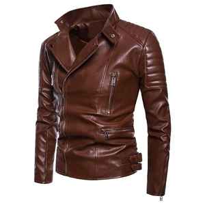 Nueva chaqueta de cuero PU de alta calidad para hombre Estilo vintage Diseño de traje de Primavera de bolsillo de motorista de un solo pecho para invierno - Product Image 6
