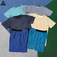 Ensemble de maillot de football pour homme en polyester respirant, imprimé par transfert thermique, antibactérien, à séchage rapide, col en V, manches courtes, short de sport