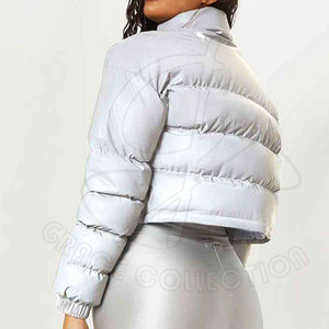 Professional Manufacturing Women's Puffer <b>Jacket</b> with Long Sleeve & Custom <b>Patches</b> Crop Top Knitted Processed - Product Image 3