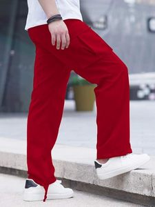 Pantalones Cargo de algodón ligero para hombre, pantalones casuales con cordón, diseño recto para actividades atléticas, senderismo, pantalones de chándal medios OEM - Product Image 4