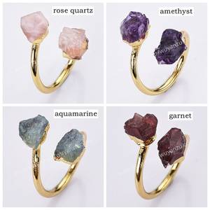 Anillo de Plata de Ley 925 Eternity Vermeil hecho a mano diseño clásico único con incrustaciones de ajuste de bisel de piedras preciosas naturales en bruto - Product Image 4