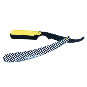 Maquinilla de afeitar profesional de peluquero con mango de acero inoxidable para afeitado de hombre negro y Dorado con borde recto cambiable para uso facial y corporal - Product Image 6
