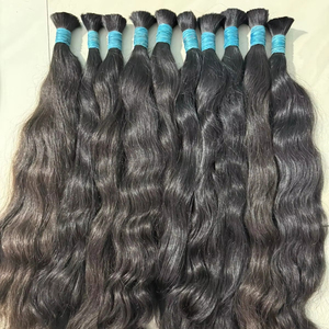 Extensions de cheveux humains de temple indien brut de haute qualité en vrac non transformés Double trame dessinée vague naturelle vrais cheveux humains pour le coiffage - Product Image 1