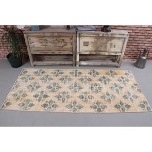 Turkish Vintage Rug, <b>Runner</b> 2.3x6.2 ft (71x190 cm) Rug, <b>Green</b> Southwestern Wool Rug - Product Image 3