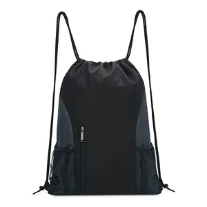 Mochila esportiva com cordão para academia, bolsa esportiva com bolsos de malha 2024, ideal para mulheres, homens e crianças