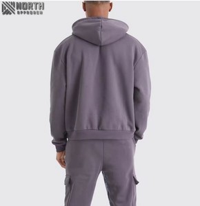 Meilleure quantité en gros hiver à capuche uni hommes plaine teint respirant 100% coton sur mesure solide survêtement bas prix - Product Image 5