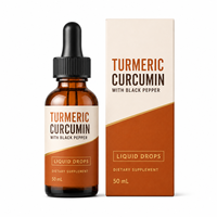 Gouttes de Curcuma Standardisées avec Curcumine, Pipérine et Vitamine D3 pour la Santé Antioxydante et le Bien-être du Système Immunitaire – Vente en Gros ODM
