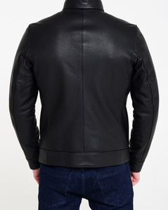 Chaqueta de Invierno de Cuero Genuino para Hombre, Cuello Alto, Logotipo Frontal, Moda, Calidad Premium, Venta al Por Mayor, Personalizable, Suministro al Por Mayor OEM - Product Image 5
