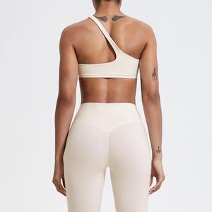 Sujetador deportivo reversible de un solo hombro para mujer, sujetador de talla grande bajo para entrenamiento asimétrico de impacto, sujetador de Yoga, LICRA de secado rápido/nailon - Product Image 3