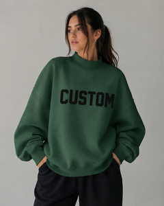 Suéter Oversize Personalizado para Mujer, Cuello Alto, Corte Holgado, Algodón, Informal, a la Moda, Marca Privada, Fabricante OEM - Product Image 1