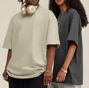 Wholesale 265gsm Cotton Heavy Weight Plain <b>Tshirts</b> for Streetwear Drop Shoulder Oversized <b>Tshirt</b> Men & Women - Product Image 1