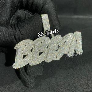 Personnalisé VVS Lab Cultivé Diamant 'I' Bustdown Nom 925 Argent Rappeur Unisexe Hip Hop Charme Collier pour Cadeau De Fête - Product Image 1