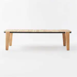Meja makan Modern dari kayu Solid mahoni warna alami untuk furnitur ruang makan