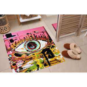 Alfombra con Diseño de Graffiti de Ojos, Alfombra Rosa, Alfombra de Ojos Colorida, Alfombra de Graffiti, Alfombra Estampada, Alfombra Suave No Tejida - Product Image 5