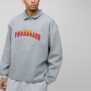 Camiseta polo de manga larga de alta calidad con media cremallera para hombre, 100% algodón, logotipos impresos en 3D personalizados, ajuste holgado, camisa polo para hombre - Product Image 4