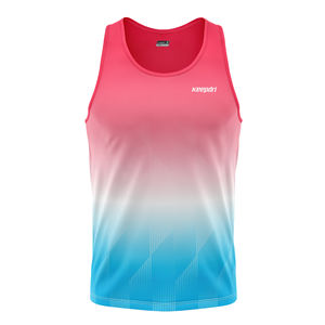 Custom OEM & ODM Marathon Tank <b>Top</b> Singlet <b>Pink</b> <b>Blue</b> Gradient Stripe Running Shirt Quick Dry Breathable High Quality Sportswear - Product Image 1