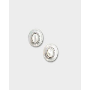 18K Gold Oval Heart Stud <b>Earrings</b> with Topaz <b>and</b> <b>Diamond</b> for Wedding Gift - Product Image 2