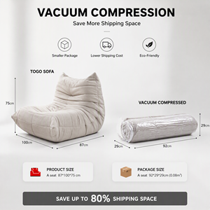 Canapé moderne <span class=keywords><strong>Togo</strong></span> Caterpillar, fauteuil simple en tissu de luxe, pouf paresseux avec compression sous vide pour salon - Product Image 5