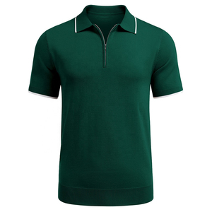 Hombres Casual Ligero Media Cremallera para Polos Alta Calidad Nuevo Diseño Patrón Sólido Tejido de Punto al por mayor - Product Image 3