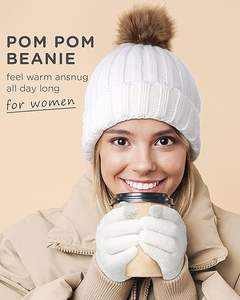 หมวกบีนนี่ถักอบอุ่นเรียบง่ายเนื้อนุ่มสบายวัสดุน้ำหนักเบาเหมาะสำหรับใส่กลางแจ้งและลุคแฟชั่นการเดินทาง - Product Image 3