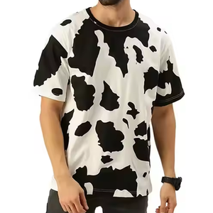 T-shirt décontracté pour homme en coton épais 100 %, col rond, logo frontal, coupe ample, avec impression numérique, respirant - Product Image 5