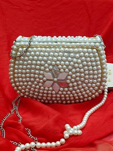 Bolso de mano de lujo con cuentas de perlas hecho a mano con mosaico de nácar y piedras decorativas, monedero de boda para fiesta de noche para mujer - Product Image 2