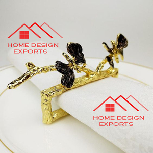 Anneaux de serviette dorés en métal de conception de fleur en or brillant fini en gros accessoires de décoration d'hôtel - Product Image 4