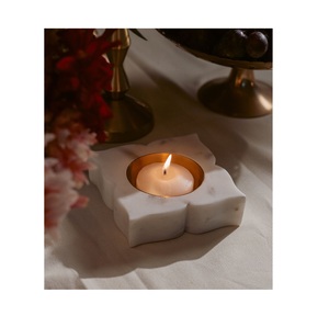 Portavelas de Té Cuadrado Elegante de Mármol y Metal, Diseño Moderno y Minimalista, Decoración Ecológica para el Hogar y Bodas, Iluminación Suave para Velas - Product Image 5
