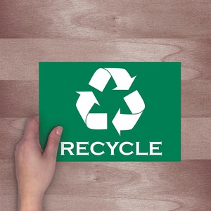 Reciclaje de letrero verde/blanco Rectángulo 10x7 Autoadhesivo Clasificación de residuos Señal de aviso ambiental - Product Image 4