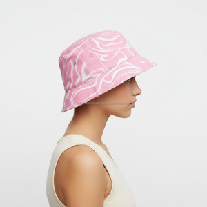 Trendy Pink Marble Swirl Print Bucket <b>Hat</b> Summer Outdoor Cotton <b>Sun</b> <b>Hat</b> for Women & <b>Men</b> Fashionable Beach Fisherman Cap - Product Image 3