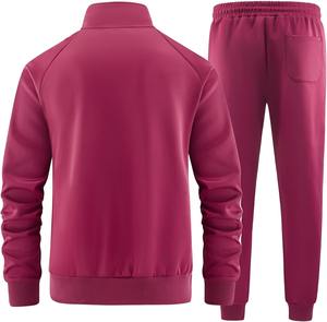 Venta al por mayor de ropa de entrenamiento deportivo de los hombres de fondo grueso rayas Zip Up chándales Conjunto personalizado propio su marca de otoño estilo callejero OEM - Product Image 3