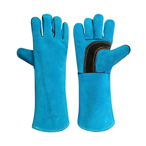 cow split leather <b>welding</b> <b>gloves</b> plam and back reinforced long leather <b>gloves</b> leather working <b>gloves</b> - Product Image 2