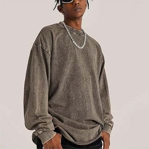 Customized High Quality Acid Washed Winter Embroidered Heavy <b>Crewneck</b> <b>Sweatshirts</b> with Sun Faded Design for <b>Men</b> with custom - Product Image 3