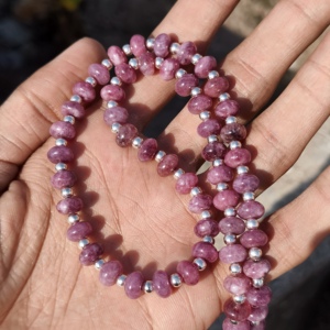 Pink Tourmaline Sterling Silver 8mm Rondelle Bead Jewelry <b>October</b> <b>Birthstone</b> Wedding Gift Natural Pink Gemstone Choker Romantic - Product Image 4