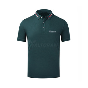 เสื้อโปโลผ้าฝ้ายลายพื้นแบบ100% ใส่สบายของผู้ชายเสื้อถักโอเวอร์ไซส์ระบายอากาศฉลากตามต้องการ - Product Image 1