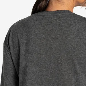 Custom Design Charcoal Marl Women Crop <b>T</b> <b>Shirt</b> Dropped Shoulders Short Sleeves Soft Stretchy Stylish Casual <b>Yoga</b> Gym Fitness Tee - Product Image 6