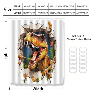 Custom Printed Waterproof Shower Shower <b>Curtain</b> for Bathroom Waterproof Polyester with <b>Hooks</b> - Product Image 4