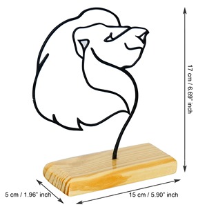 Sculpture audacieuse de tête de lion en métal noir avec base en bois, décoration de table moderne parfaite, ajoute une touche artistique féroce, vente en gros en provenance d'Inde - Product Image 6