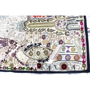 Indian Bohemian Wall <b>Hanging</b> Tapestry Embroidered Abstract Mandala Design for Outdoor Wall Decor <b>White</b>/Beige Fabric Halloween - Product Image 3