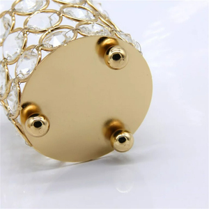 Candelero de cristal dorado Vendedor caliente Soporte de luz en T de forma redonda grande y soporte Decoración elegante Perfecta para bodas - Product Image 3