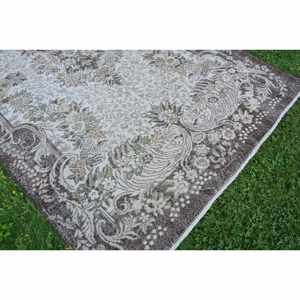 Alfombra clásica de lana marrón Beige de 5,9x10 pies, patrón de retales de tejido plano turco Vintage para decoración para sala de estar, respaldo de látex para pasillo - Product Image 5