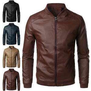 Veste en cuir pour homme, style streetwear, col montant, imperméable et coupe-vent, couleurs/tailles personnalisées, MOQ faible, 2 pièces - Product Image 1
