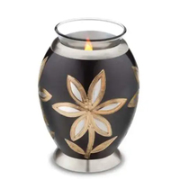 Lot de 3 urnes lumineuses sarcelle faites à la main avec des fleurs de papillons multicolores Bougeoir radiant Meilleur design Hommage unique BY AYAANS