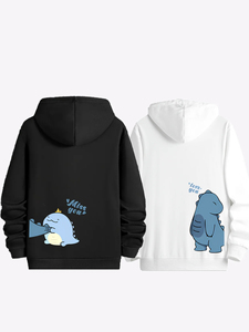 Nouveau MISS VOUS AIME Couple Dinosaure Imprimer Mode Hommes et Femmes Automne/Hiver Polaire Sport Loisirs À Capuche Couple Cadeau - Product Image 2