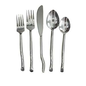 Lot de 5 couverts en acier inoxydable avec tige fantaisie élégante style américain noir vintage avec vaisselle de haute qualité - Product Image 2