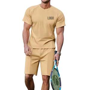 Haute qualité soleil fané t-shirt teint en aérosol à manches courtes lavé T-shirt épaule ample hommes personnalisé t-shirt et short ensemble - Product Image 1