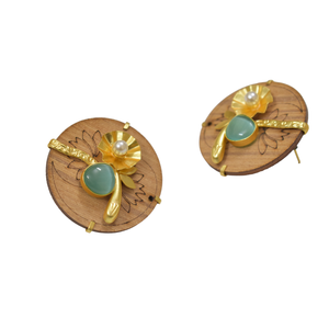 Design à la mode élégant à la mode en bois pierre boucles d'oreilles bijoux rond cercle forme boucles d'oreilles pour filles et femmes - Product Image 2